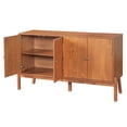 thumbnail image 5 of FFZ Vintage Sideboard Buffet 56.8x18x34.2 inch 4-Door Storage Cabinet with Metal Handles Acacia Veneer, Brown, 5 of 14