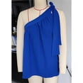 thumbnail image 2 of Estrela Blusa de verano sin mangas plisada con cordones y lazo en la parte superior de un solo hombro para mujer para uso diario azul oscuro XXL, 2 of 4