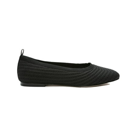 

SANCTUARY Womens Black All Over Knit Stretch Social smart Creation Knit Round Toe Slip On Ballet Flats 9.5