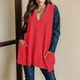 thumbnail image 2 of GEWSEY Women's Plus Size Sweater Vest V Neck Sleeveless Loose Fit Knit Pullover Tank Tops with Pockets (Red, L), 2 of 5
