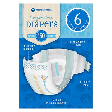 A Product of Member'S Mark Comfort Care Baby Diapers - Diaper Size 6 - 150 Ct. ( Weight 35+ lbs.) [Skin Soft, Comfortable and Good Sleep Diapers](Babys Best