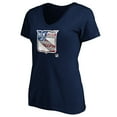 thumbnail image 2 of Women's Navy New York Rangers Banner Wave Logo V-Neck T-Shirt T-Shirt, 2 of 3