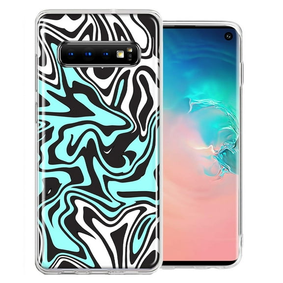 MUNDAZE For Samsung Galaxy S10 Plus Mint Black Abstract Design Double Layer Phone Case Cover