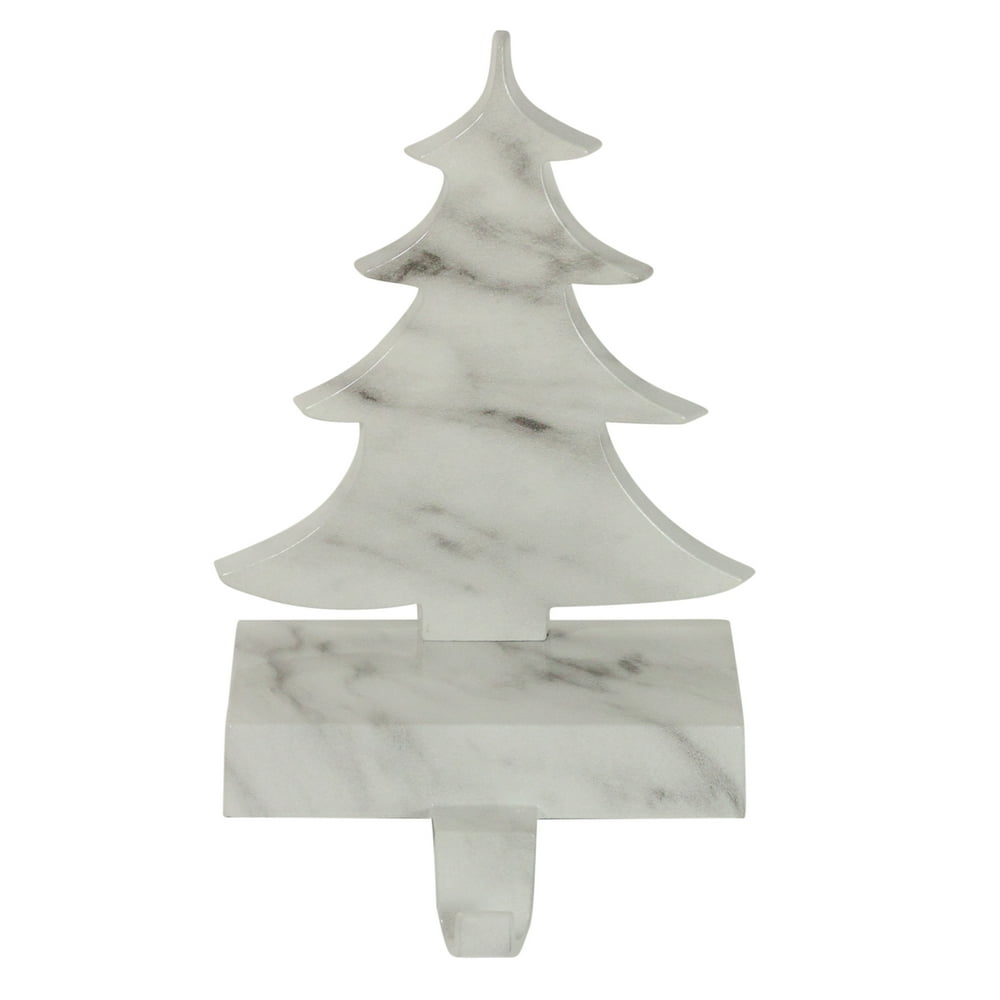 8" White and Black Marbled Christmas Tree Stocking Holder
