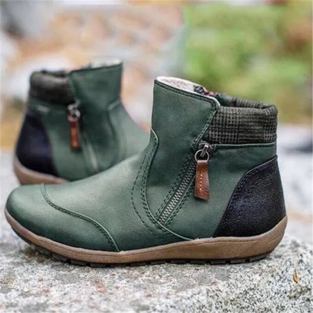 

Womens PU Warm Boots Double Side Zipper Snow Winter Outdoor Walking Boots Fashion Casual Shoes