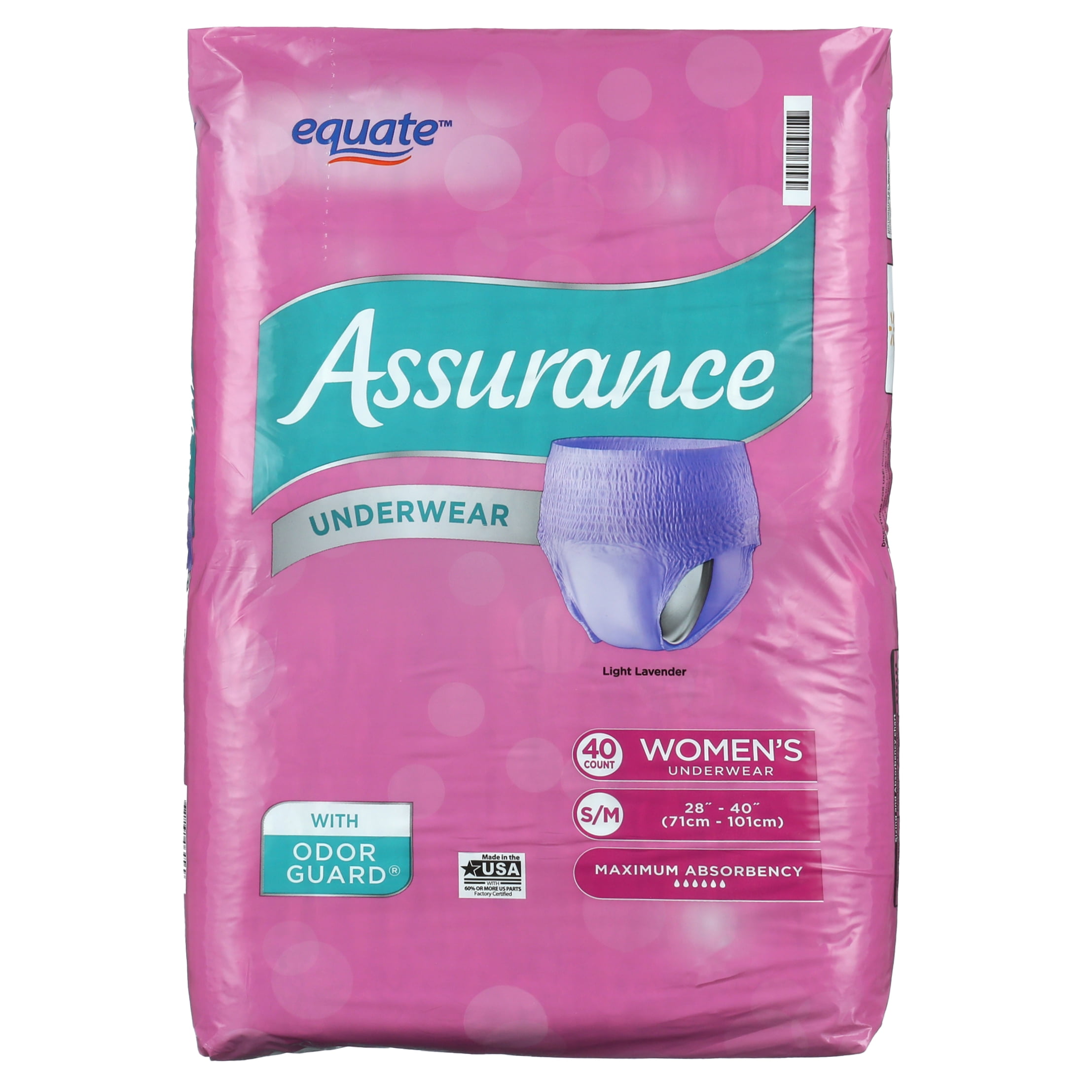 Assurance Women's Incontinence & Postpartum Underwear, Maximum Absorbency, Small / Medium (40 Count)