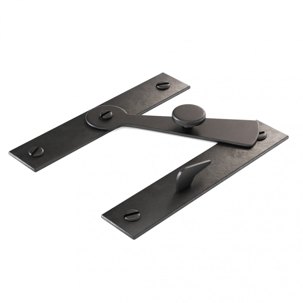 Renovators Supply Black Door Lock Flip Latch 3" L H Flush Mount Wrought Iron Flip Latches forCabinet, Farmhouse Barn Door or Fence Gate Hardware Locks w/Screws Pack of 2