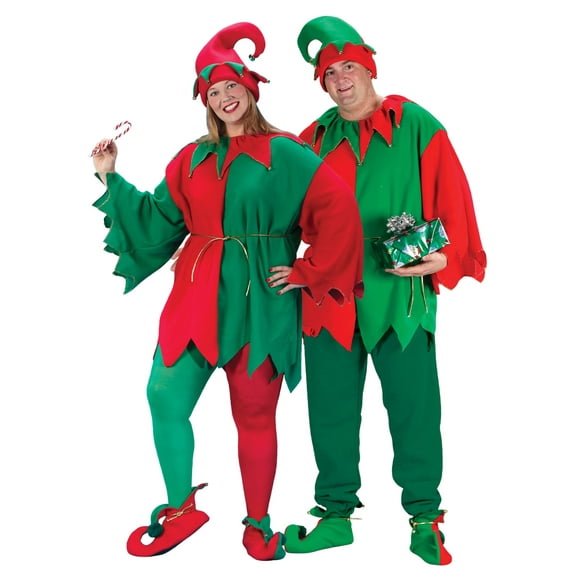 Elf Ensemble de Chaussures de Costume pour Adultes Chapeau de Noël Rouge Vert Aide de Père Noël Unisexe XL
