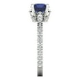 thumbnail image 3 of 1.465 ct Round Cut Simulated Blue Sapphire Solitaire with Simulated Diamond Accents 18K White Gold Womens Engagement Ring, 3 of 5
