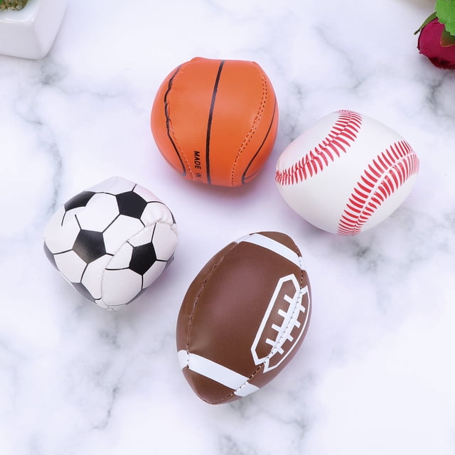 FUTUREORYY Sports Balls 4 Pcs PVC Mini Toys for Kids Assorted Color Stress Relief Educational