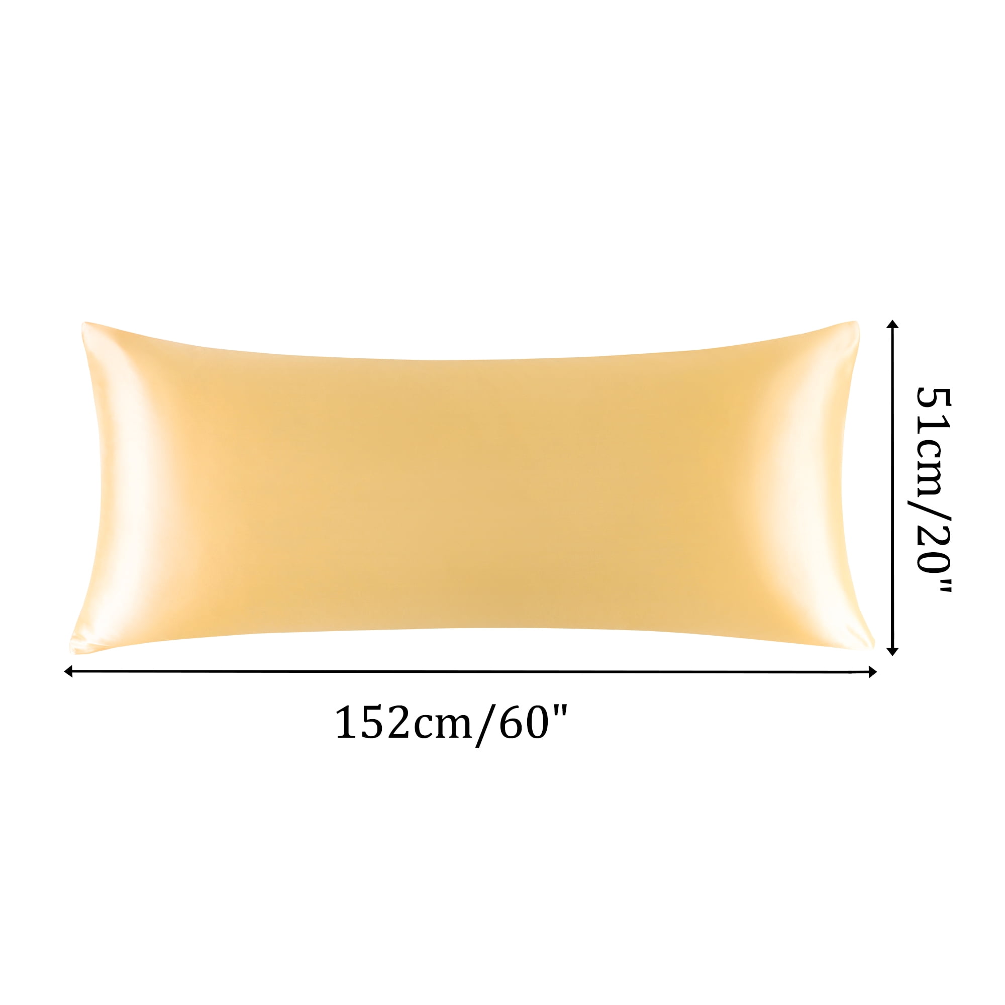 Unique Bargains 1 PC Satin Envelope Closure Body Pillowcases Gold 20"x60"