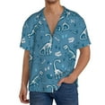thumbnail image 3 of Xecao offers the Dinosaur Skull for Men's Casual Short-sleeved Shirt, a button-up collared shirt with a pocket, perfect for beach vacations and yacht travel in the Large size., 3 of 7