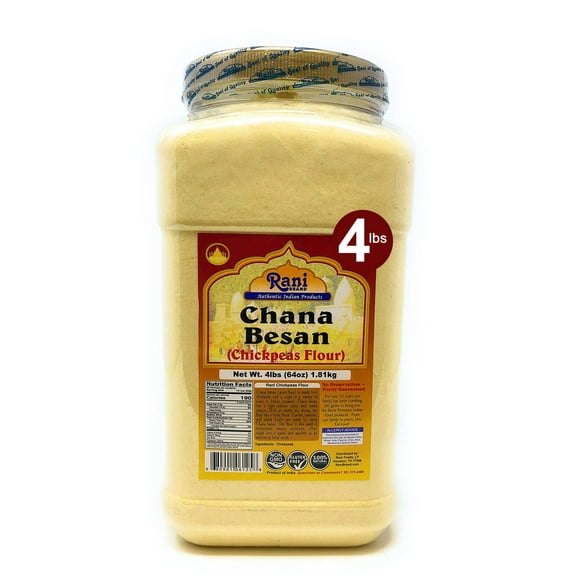 Rani Chana Besan - Chickpeas Flour, Gram (Pet Jar) 64oz (4lbs) 1.81kg ~ All Natural | Vegan | Gluten Friendly | NON-GMO | Indian Origin