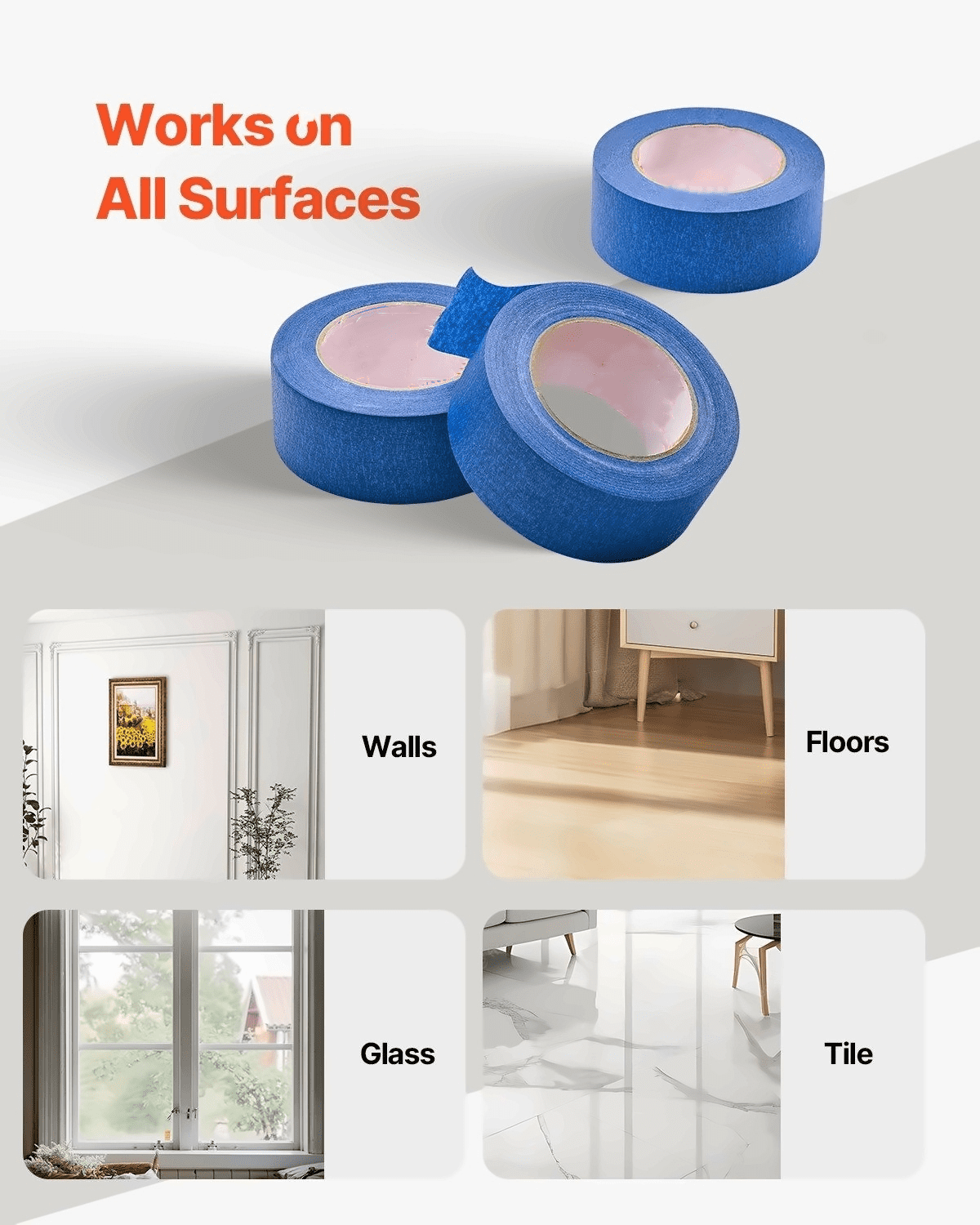 Painters Tape 2 Inch - 3 Rolls Blue Masking Tape (1.88x60yd) - Clean Removal, Paint Protection, Home Renovation, DIY Crafts, Easy Tear