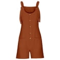thumbnail image 4 of Gpoecd Combinaison-Robe Décontractée d'Été Grande Taille Sans Manches à Boutons avec Short, Élégante et Stylée, en Jean, pour Femmes, Brun, TG, 4 of 4