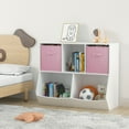 thumbnail image 2 of Kids Toy Storage Organizer with Bookcase, Kids Bookcase with 2 Drawers, Wooden 5 Cubby Bookcase Toy Cabinet for Kids Room, Playroom, Kindergarten, Nursery, 2 of 9