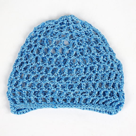 Zhuge 3-Piece Womens Mesh Crochet Hair Net Snoods, Soft Rayon Knit Hair Cover, Cozy Sleeping Hair Accessory, Blue