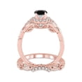 thumbnail image 3 of 1.25 Carat Black Diamond Vintage floral Bridal Set Engagement Ring 14k Rose Gold affordable sapphire & diamond engagement ring, 3 of 3