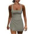 thumbnail image 1 of yoeyez Combinaisons et Salopettes pour Femmes, Combinaisons-Robe de Tennis pour Femmes avec Shorts Intégrés Salopettes d'Entraînement Athlétiques Robe-Short Tenues de Golf Gris, P, 1 of 7