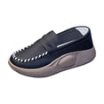 thumbnail image 3 of Zapatos casuales de PU para mujer, cómodos, suaves, con plataforma, estilo urbano, suela gruesa, sin cordones negro 35, 3 of 9
