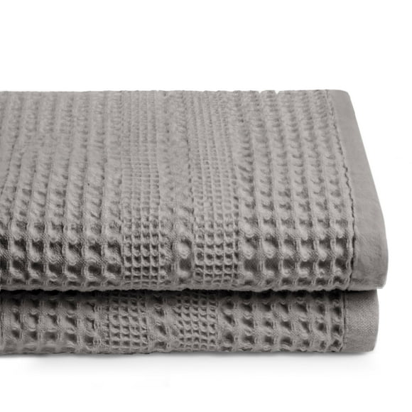 GILDEN TREE Waffle Towels for Bathroom 100% Cotton Quick Dry Towel Waffle Bath Towels Large Absorbent Lightweight Travel Towel Bath Towels Set of 2 Classic Style (Pewter)