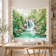 thumbnail image 5 of Tropical Waterfall with Bamboo and Teal Pool, Peaceful Coastal for Nature Lovers, Waterfall Wall Art, Housewarming Gift, Tapestry Wall Hanging for Bathroom and Living Room, 5 of 7