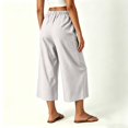 thumbnail image 3 of Kaemgyyd Wide Leg Pants Casual Wide Leg Capris Pants Side Bow High Waist Trousers Vacation Cropped Clothes（White,X-Large）, 3 of 6