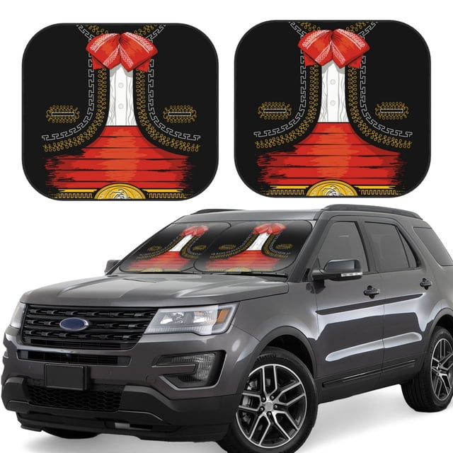 Fotbe CHARRO SUIT Juego de 2 Piezas de Parasoles para Parabrisas | Bloqueador Solar para Auto | Accesorios Plegables para Protección Solar Interior-Medium