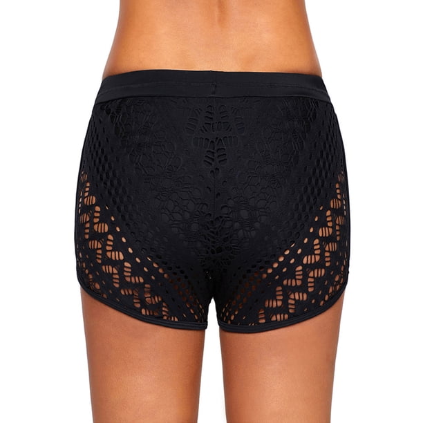 Wosthever Traje de baño Pantalones cortos Calzoncillos de baño Pantalones recortados amigables con la piel Ligero Cintura alta Traje de pierna Deportes acuáticos Negro 3XL