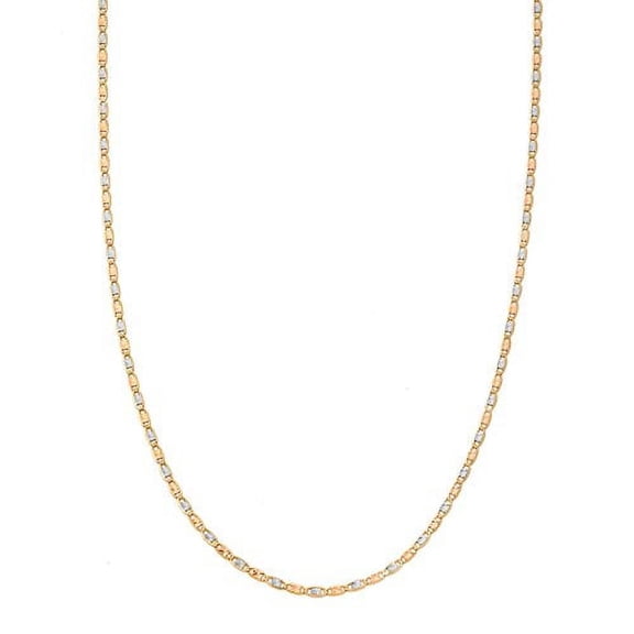 14K Tricolor Gold 2mm Solid Diamond Cut Valentino Chain Necklace with Spring Clasp (18)