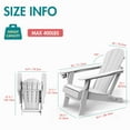 thumbnail image 3 of Hidpriva Outdoor Folding Adirondack Chair with Cup Holder, HDPE Weather Resistant Fire Pit Chair, White(Set of 2), 3 of 7