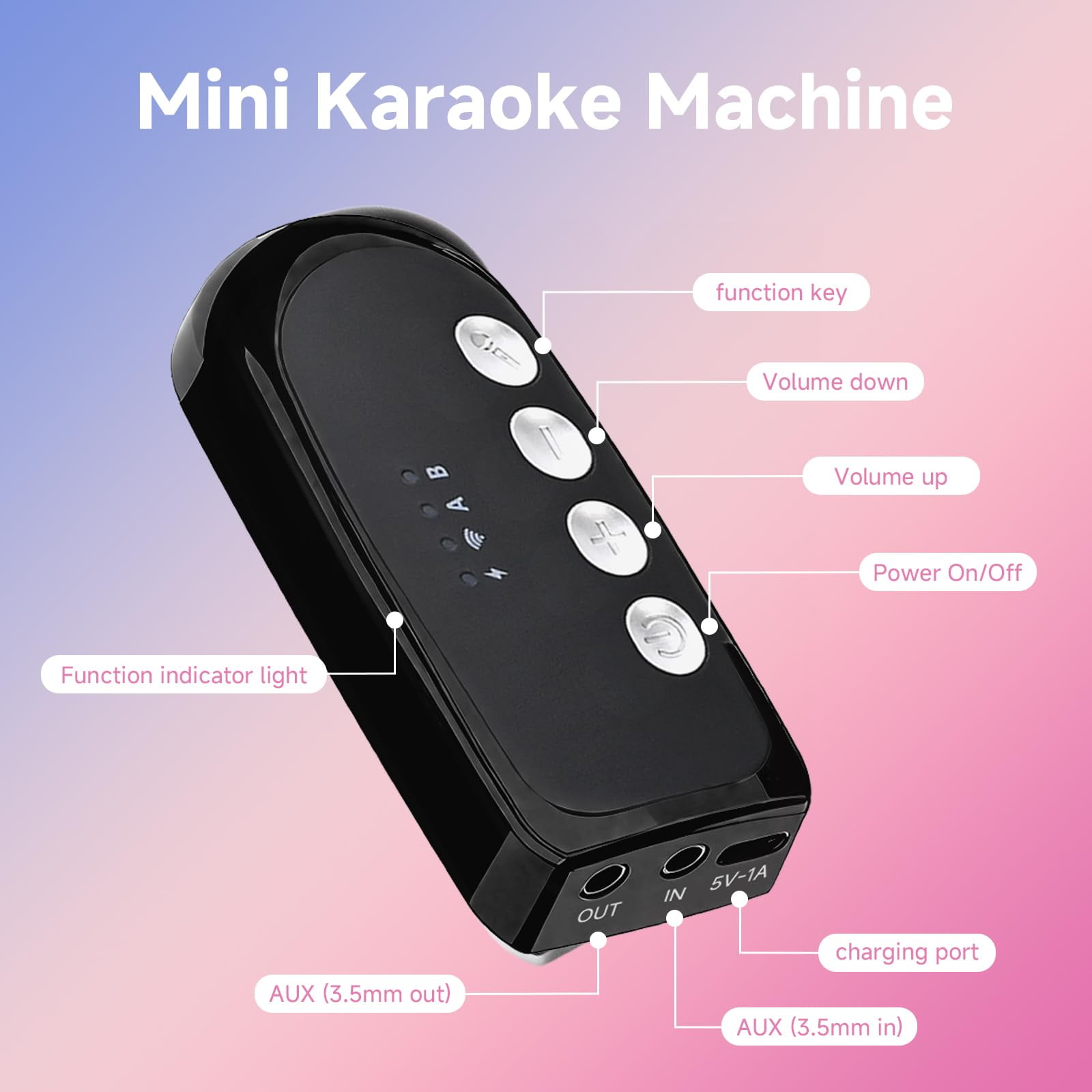 CJYGEGE Car Karaoke Microphone,Dual Handheld Rechargeable Mic with 3.5mm Aux in and Out Receiver,Volume Control Karaoke Microphone for Singing, Speech, Home Party, YouTube/Tiktok(Black)