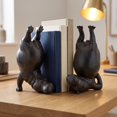 thumbnail image 4 of Yoga Hippo Bookends, Heavy Resin Animal Book Holders, Creative Yoga Hippo Statue, Three Colors (Black), 2 Pcs, 4 of 5