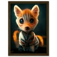 thumbnail image 1 of Cute Fox Cub Striped Fur Cartoon Artwork Framed Wall Art Print A4, 1 of 4