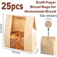 thumbnail image 2 of 25Pcs Kraft Paper Bread Bags, Brown Bakery Bags for Homemade Bread & Food Packing Storage with Clear Window, Sourdough Loaf Bread Bags with Label Seal Stickers, 2 of 7