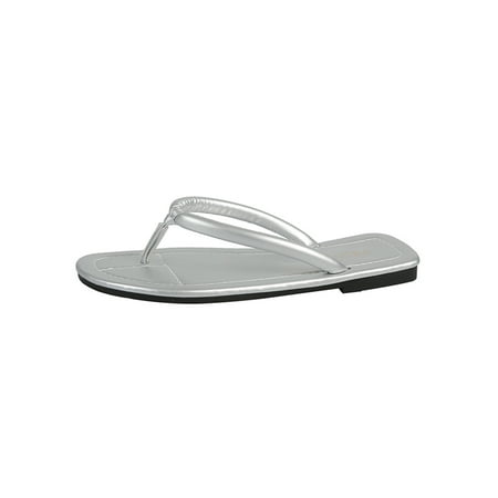 

Welliumy Women s Flat Sandals Slip On Flip Flops Summer Thong Sandal Indoor Beach Shoes Outdoor Stylish Backless Slides Silver 7.5