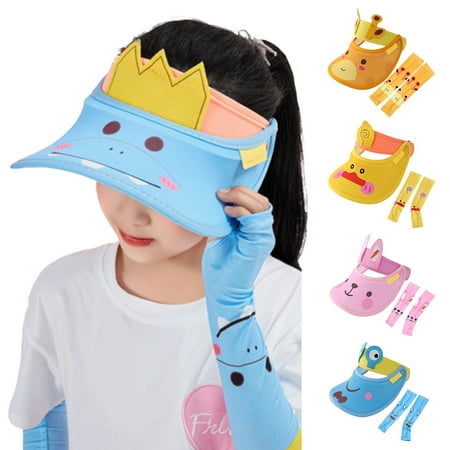 

1/2Pcs Kids Summer Cartoon Animal Cotton Anti-UV Sunhat Arm Sleeves