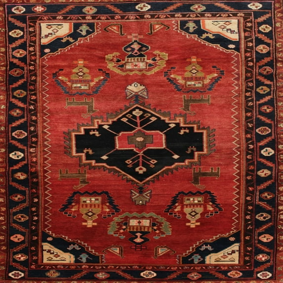 Ahgly Company Machine Washable Indoor Square Traditional Dark Sienna Brown Area Rugs, 6' Square