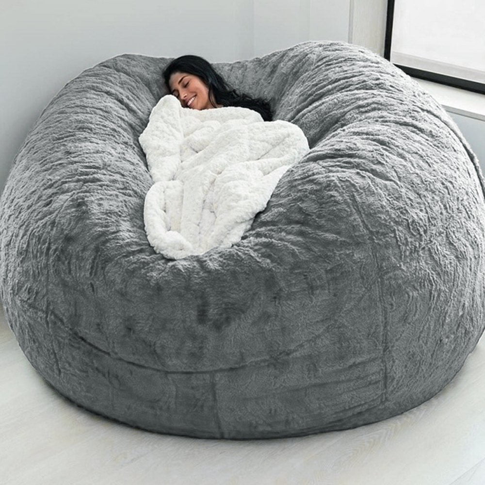 Generic 5ft Storage Bean Bag Chair Cover No Filler Soft Fluffy Beanbag Cover Stuffable Beanbag Cover Lazy Sofa Bed Cover Without Filling Other