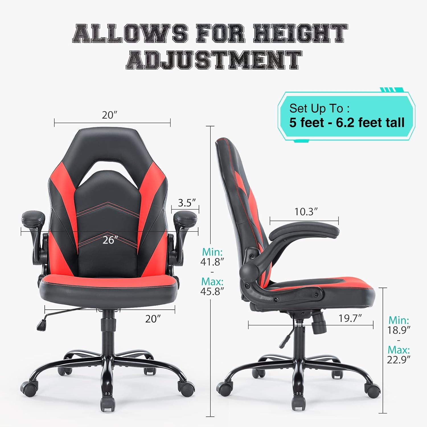 CONCETTA Video Gaming Chair, Ergonomic Office Task Chairs for Adults, Height Adjustable Computer Desk Chair