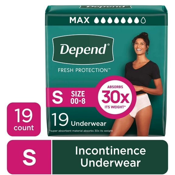 Depend Fresh Protection Incontinence Underwear for Women, Adult Diapers, S, 19 Count