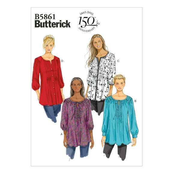 Butterick Ladies Sewing Pattern 5861 - Tunic Blouse Tops