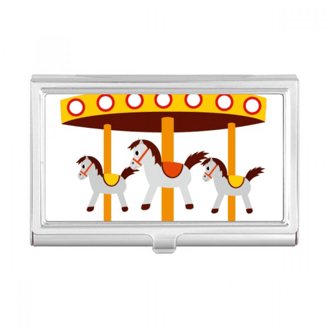 Amusement Park Color Carousel Illustration Business Card Holder Case Pocket Box Wallet