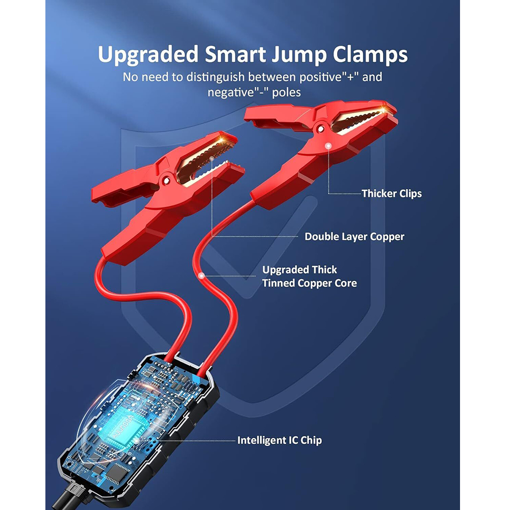 Portable Car Jump Starter for All 12V vehicles, 2000A Auto Battery Booster w/ LED flashlight/USB