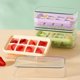 thumbnail image 1 of Caja para hacer hielo con bandeja de hielo cubierta de silicona - Caja casera para hacer cubitos de hielo, 8 compartimentos de liberación fácil, tapa sellada, multiusos para congelar, 1 of 6
