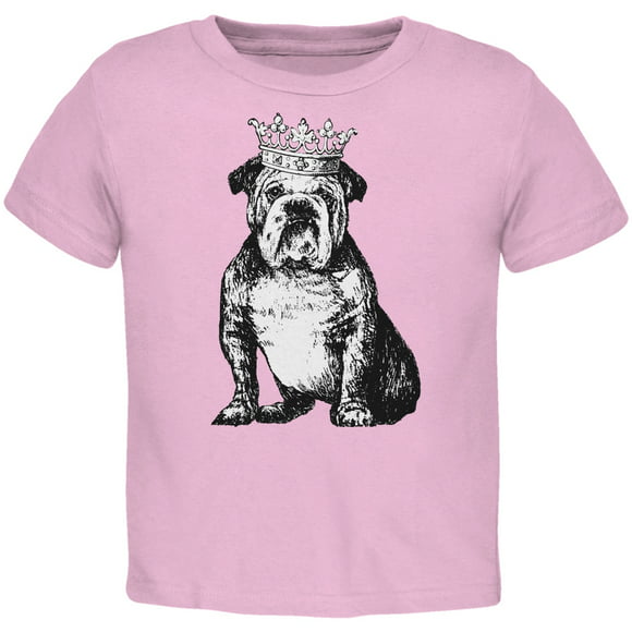 Bulldog Couronne Lumière Rose T-Shirt Enfant en Bas Âge