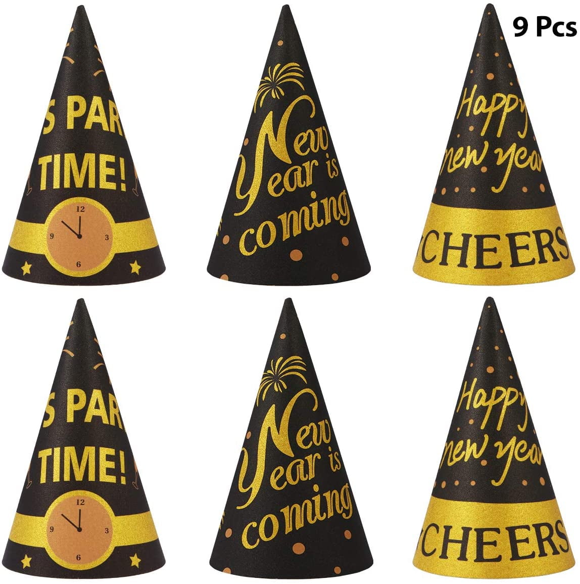 2020 New Year Party Hats Glitter Cone 