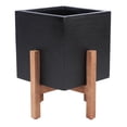 thumbnail image 3 of SAFAVIEH Borsla Modern Glam Square Patio Planter with Stand, Natural/Black, 3 of 7