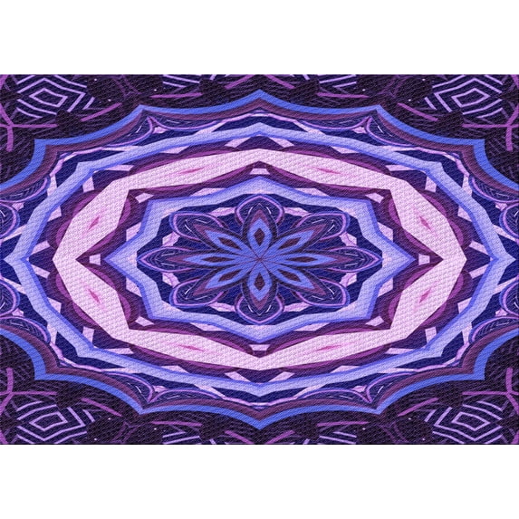 Ahgly Company Indoor Rectangle Patterned Indigo Purple Area Rugs, 6' x 9'