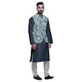 thumbnail image 2 of Atasi Pyjama Kurta Col Mandarin Traditionnel Uni avec Veste Imprimée, 2 of 3